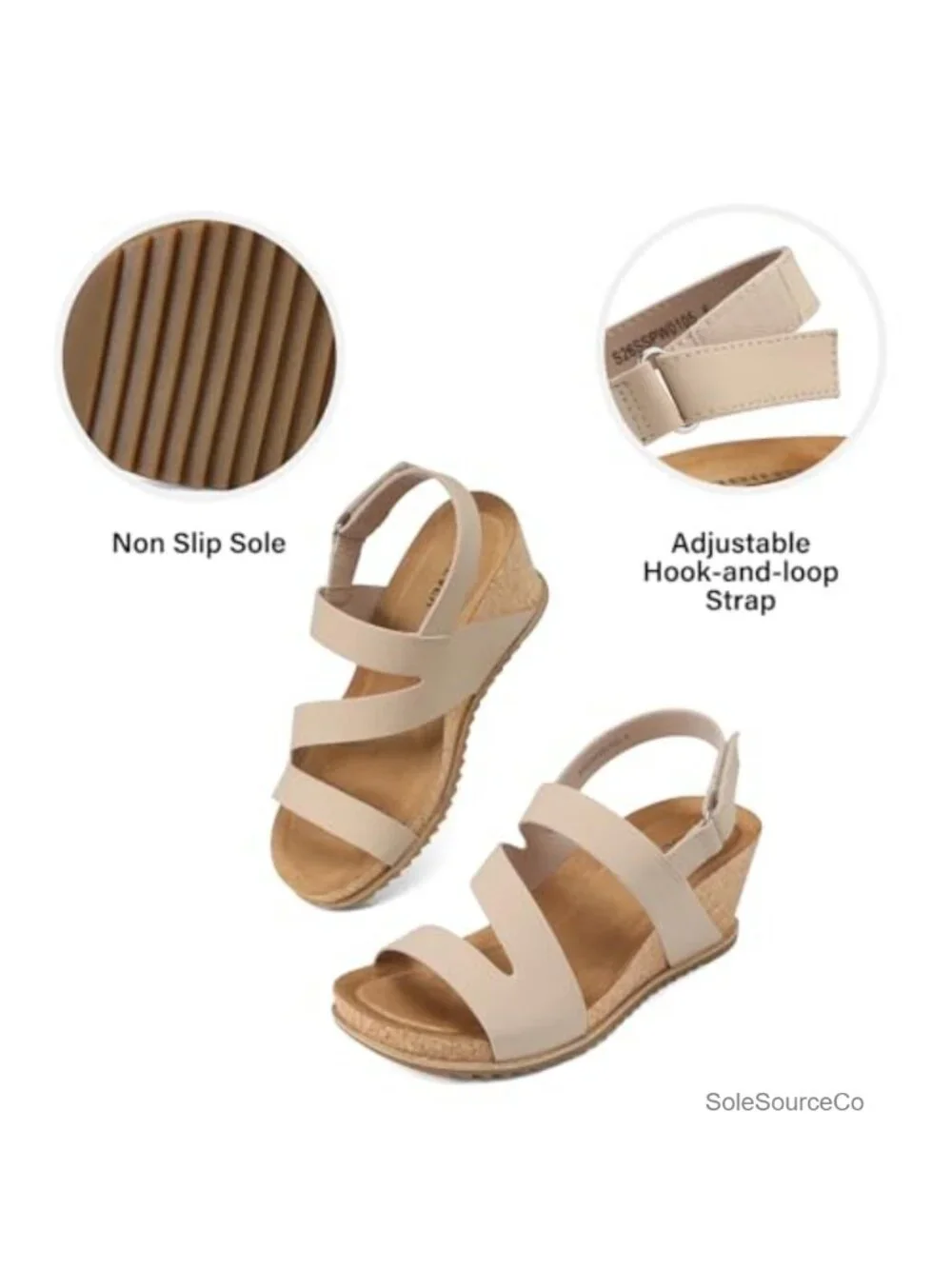 Women's Dressy Cork Platform Wedge Sandals Open Toe PU Leather Ankle Strap